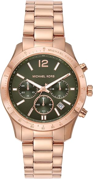 Michael Kors Berkley Chronograph Green Dial Rose Gold Steel Strap Watch For Women - MK7412 Buy Now By Michael Kors