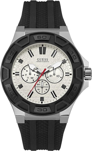 Guess Force Analog Quartz White Dial Black Rubber Strap Watch For Men - W0674G3 Buy Now By Guess