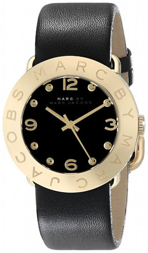 Marc Jacobs Amy Black Dial Black Leather Strap Watch for Women - MBM1154 Buy Now By Marc Jacobs