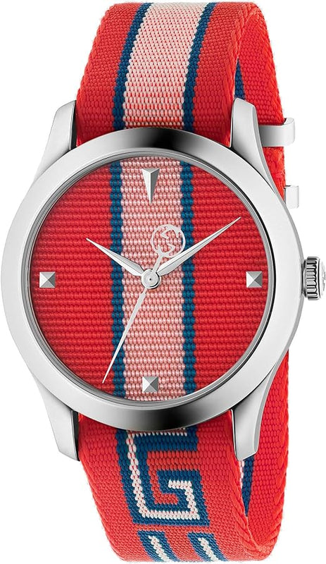 Gucci G Timeless Quartz Red Dial Two Tone NATO Strap Watch For Men - YA1264070 Buy Now By Gucci