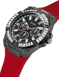 Guess Mainline Multifunction Crystals Black Dial Red Silicone Strap Watch For Men - GW0208G6 Buy Now By Guess