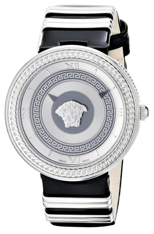Versace V Metal Icon Silver Dial Black & Silver Strap Watch for Women - VLC010014 Buy Now By Versace