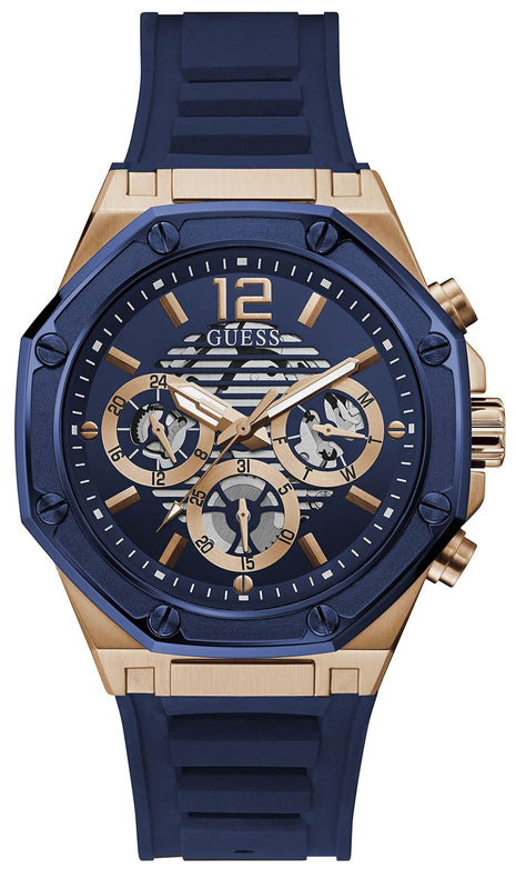 Guess Momentum Chronograph Blue Dial Blue Rubber Strap Watch for Men - GW0263G2 Buy Now By Guess