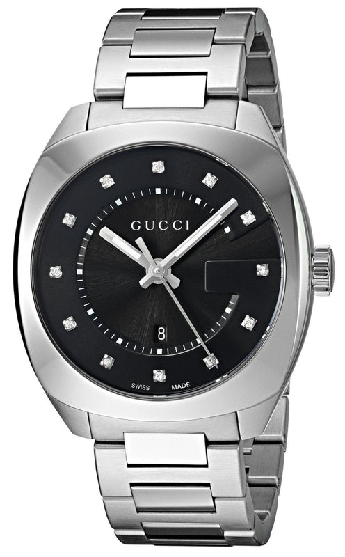 Gucci GG2570 Diamonds Black Dial Silver Steel Strap Watch For Women - YA142404 Buy Now By Gucci