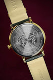 Versace V-Circle Manifesto Gold Dial Black Leather Strap Watch for Men - VBQ030017 Buy Now By Versace