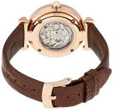 Emporio Armani Meccanico Skeleton Mother of Pearl Dial Brown Leather Strap Watch For Women - AR1993 Buy Now By Emporio Armani