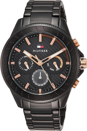 Tommy Hilfiger Aiden Chronograph Black Dial Black Steel Strap Watch For Men - 1791858 Buy Now By Tommy Hilfiger
