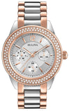 Bulova Crystal Collection Silver Dial Two Tone Steel Strap Watch for Women - 98N100 Buy Now By Bulova