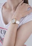 Guess Crown Jewel Multifunction Diamonds White Dial White Leather Strap Watch for Women - GW0411L1 Buy Now By Guess