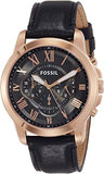 Fossil Grant Chronograph Grey Dial Black Leather Strap Watch for Men - FS5085 Buy Now By Fossil
