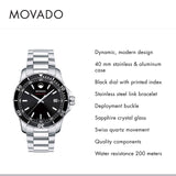 Movado Series 800 Black Dial Silver Steel Strap Watch For Men - 2600135 Buy Now By Movado