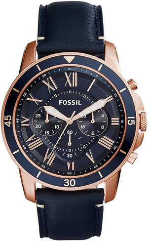 Fossil Grant Sport Chronograph Blue Dial Blue Leather Strap Watch for Men - FS5237 Buy Now By Fossil