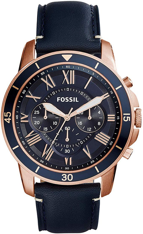 Fossil Grant Sport Chronograph Blue Dial Blue Leather Strap Watch for Men - FS5237 Buy Now By Fossil