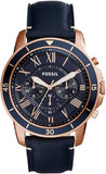 Fossil Grant Sport Chronograph Blue Dial Blue Leather Strap Watch for Men - FS5237 Buy Now By Fossil