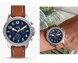 Fossil Bowman Chronograph Blue Dial Brown Leather Strap Watch for Men - FS5602 Buy Now By Fossil