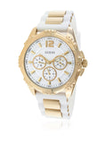 Guess Intrepid White Dial Two Tone Silicone Strap Watch For Women - W0325L2 Buy Now By Guess