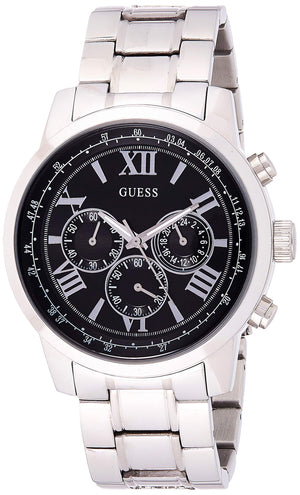 Guess Horizon Chronograph Quartz Black Dial Silver Steel Strap Watch For Men - W0379G1 Buy Now By Guess