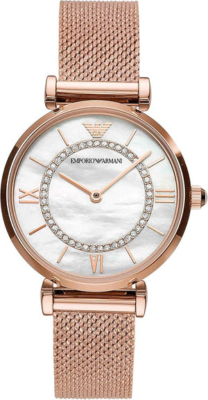 Emporio Armani Gianni T Bar Mother of Pearl Dial Rose Gold Mesh Bracelet Watch For Women - AR11320 Buy Now By Emporio Armani