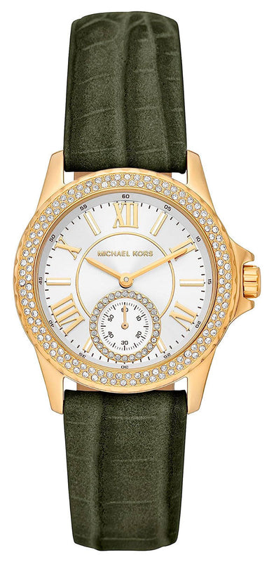 Michael Kors Mini Everest Crystals White Dial Green Leather Strap Watch for Women - MK4720 Buy Now By Michael Kors