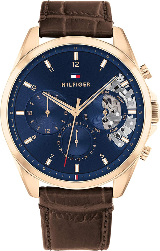 Tommy Hilfiger Baker Chronograph Blue Dial Brown Leather Strap Watch For Men - 1710453 Buy Now By Tommy Hilfiger