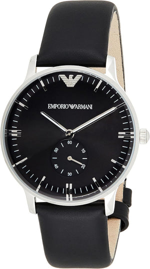 Emporio Armani Gianni Quartz Black Dial Black Leather Strap Watch For Men - AR0382 Buy Now By Emporio Armani