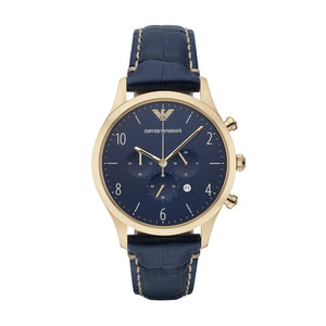 Emporio Armani Chronograph Midnight Blue Dial Blue Leather Strap Watch For Men - AR1862 Buy Now By Emporio Armani