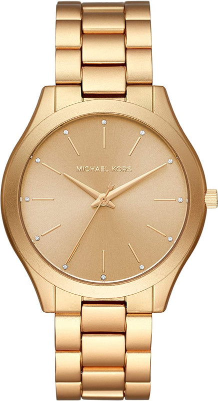 Michael Kors Slim Runway Quartz Gold Dial Gold Steel Strap Watch For Women - MK4501 Buy Now By Michael Kors