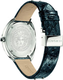 Versace Shadov Quartz Silver Dial Black Snake Leather Strap Watch for Women - VEBM00118 Buy Now By Versace
