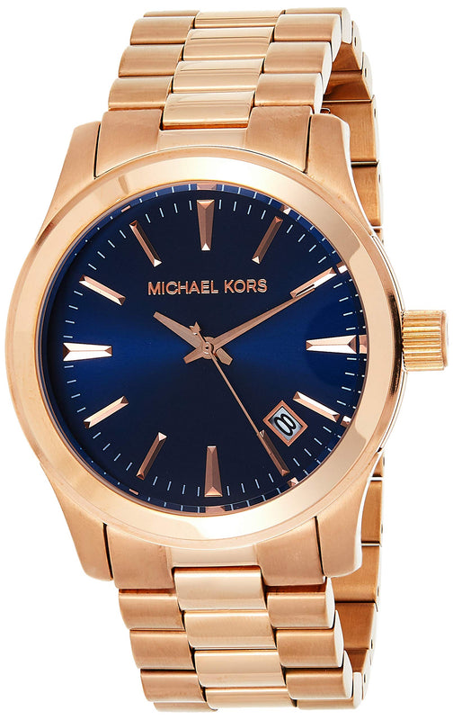 Michael Kors Runway Blue Dial Rose Gold Stainless Steel Strap Watch for Women - MK7065 Buy Now By Michael Kors