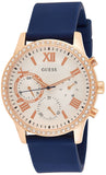 Guess Solar White Rose Gold Dial Blue Rubber Strap Watch For Women - W1135L3 Buy Now By Guess
