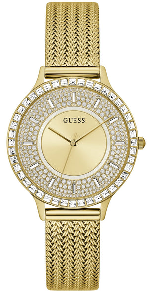 Guess Soiree Diamonds Gold Dial Gold Mesh Bracelet Watch for Women - GW0402L2 Buy Now By Guess