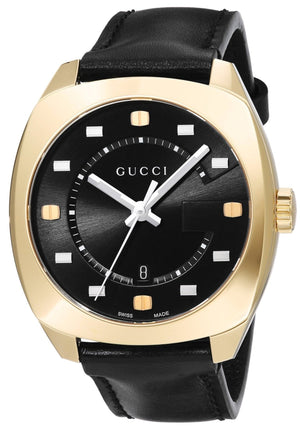 Gucci GG2570 Black Dial Black Leather Strap Watch For Men - YA142310 Buy Now By Gucci