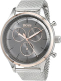 Hugo Boss Companion Chronograph Grey Dial Silver Mesh Bracelet Watch For Men - 1513549 Buy Now By Hugo Boss