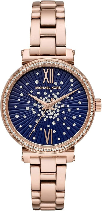 Michael Kors Sofie Analog Quartz Blue Dial Rose Gold Steel Strap Watch For Women - MK3971 Buy Now By Michael Kors