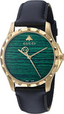 Gucci Le Marche Des Merveilles Quartz Green Dial Black Leather Strap Watch For Women - YA126463 Buy Now By Gucci