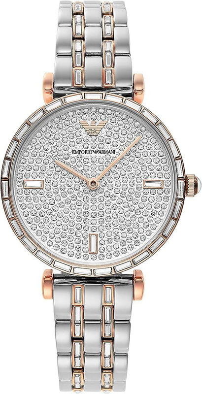 Emporio Armani Gianni T-Bar Silver Dial Two Tone Steel Strap Watch For Women - AR11293 Buy Now By Emporio Armani