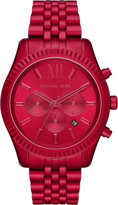 Michael Kors Lexington Chronograph Red Dial Red Steel Strap Watch For Men - MK8814 Buy Now By Michael Kors
