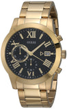 Guess Atlas Chronograph Black Dial Gold Steel Strap Watch for Men - W0668G8 Buy Now By Guess