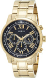 Guess Horizon Chronograph Black Dial Gold Steel Strap Watch For Men - W0379G4 Buy Now By Guess