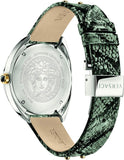 Versace Shadov Quartz Silver Dial Snakeskin Green Leather Strap Watch for Women - VEBM00718 Buy Now By Versace