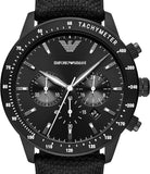 Emporio Armani Mario Chronograph Quartz Black Dial Black Nylon Strap Watch For Men - AR11453 Buy Now By Emporio Armani