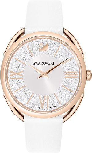 Swarovski Crystalline Glam Silver Dial White Leather Strap Watch for Women - 5452459 Buy Now By Swarovski