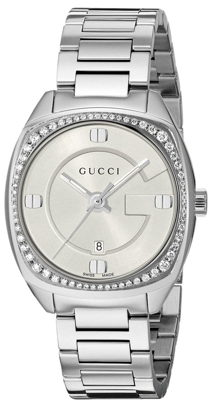 Gucci GG2570 Diamonds Silver Dial Silver Steel Strap Watch For Women - YA142505 Buy Now By Gucci