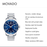 Movado Series 800 Blue Dial Silver Steel Strap Watch For Men - 2600137 Buy Now By Movado