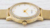 Guess Chelsea Crystals Mother of Pearl White Dial Gold Mesh Bracelet Watch For Women - W0647L7 Buy Now By Guess
