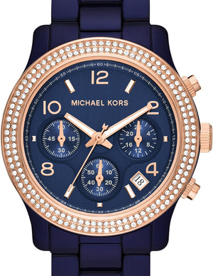 Michael Kors Runway Chronograph Blue Dial Blue Steel Strap Watch for Women - MK7423 Buy Now By Michael Kors