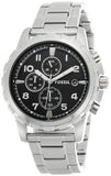 Fossil Dean Chronograph Black Dial Silver Steel Strap Watch for Men - FS4542 Buy Now By Fossil