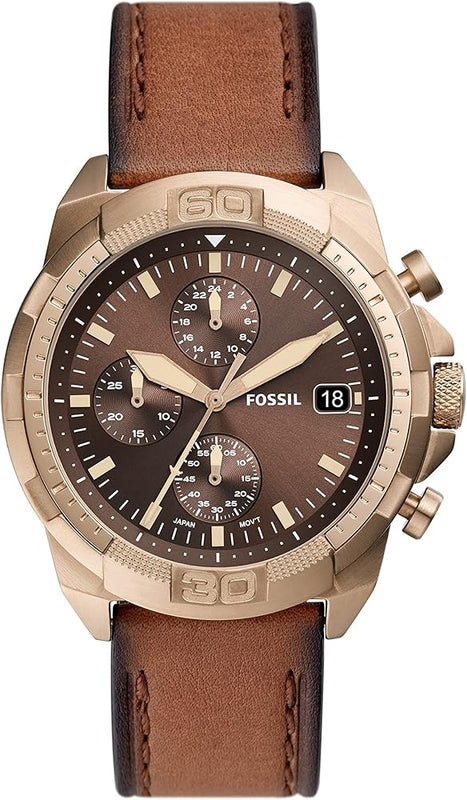 Fossil Bronson Chronograph Brown Dial Brown Leather Strap Watch for Men - FS5857 Buy Now By Fossil