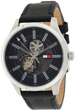 Tommy Hilfiger Spencer Skeleton Black Dial Black Leather Strap Watch for Men - 1791641 Buy Now By Tommy Hilfiger