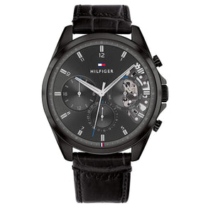 Tommy Hilfiger Baker Chronograph Black Dial Black Leather Strap Watch For Men - 1710452 Buy Now By Tommy Hilfiger